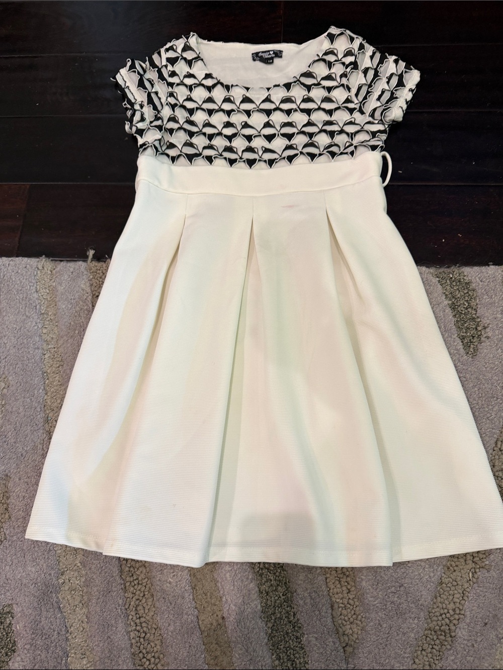 Cute White Pleated Skirt with Black Patterned Top - Children's Place